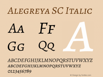 Alegreya SC Italic Version 2.003; ttfautohint (v1.6)图片样张