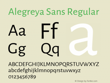 Alegreya Sans Regular Version 2.004; ttfautohint (v1.6)图片样张