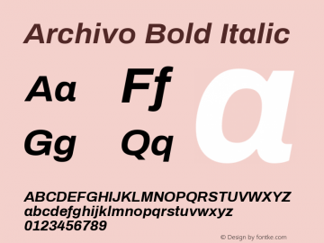 Archivo Bold Italic Version 1.002图片样张