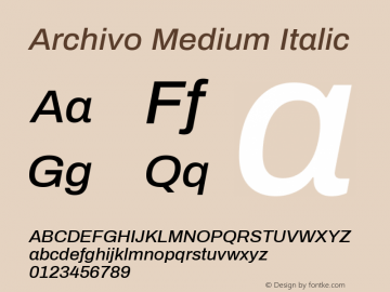 Archivo Medium Italic Version 1.002图片样张