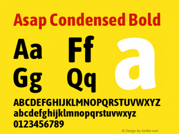 Asap Condensed Bold Version 1.006; ttfautohint (v1.5)图片样张