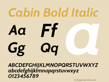 Cabin Bold Italic Version 2.001图片样张