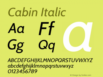 Cabin Italic Version 2.001图片样张