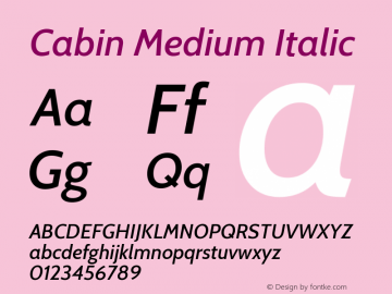 Cabin Medium Italic Version 2.001图片样张