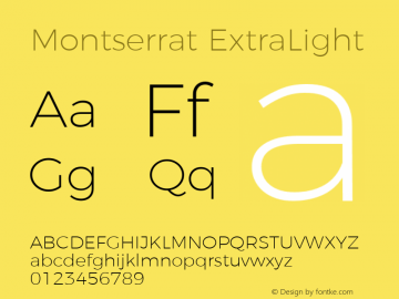 Montserrat ExtraLight Version 4.000图片样张