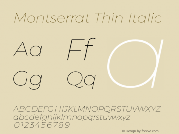 Montserrat Thin Italic Version 6.001图片样张