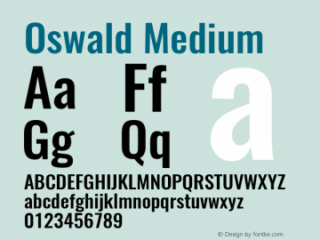 Oswald Medium Version 4.002图片样张