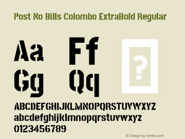 Post No Bills Colombo ExtraBold Version 1.220 ; ttfautohint (v1.6)图片样张