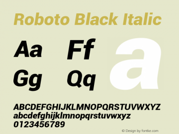 Roboto Black Italic Version 1.00000; 2011图片样张