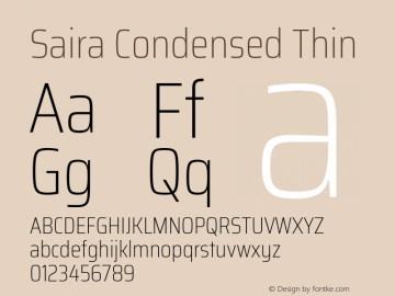 Saira Condensed Thin Version 0.072图片样张