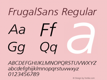 FrugalSans Regular Converter: Windows Type 1 Installer V1.0d.￿Font: V1.3图片样张