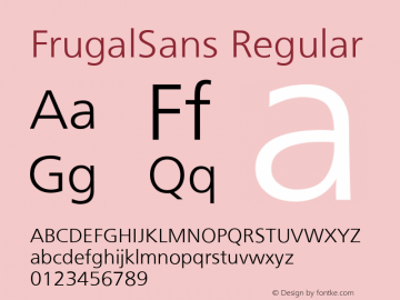 FrugalSans Regular Converter: Windows Type 1 Installer V1.0d.￿Font: V1.3图片样张