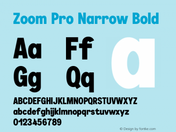 Zoom Pro Narrow Bold Version 4.000;PS 004.000;hotconv 1.0.88;makeotf.lib2.5.64775图片样张