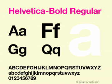 Helvetica-Bold Regular 0.0 Font Sample