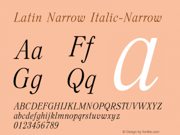 Latin Narrow Italic-Narrow Version 11 - 26.07.2006图片样张