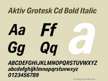 Aktiv Grotesk Cd Bold Italic Version 3.020图片样张