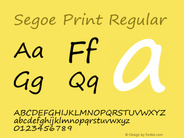 Segoe Print Regular Version 0.85 Font Sample