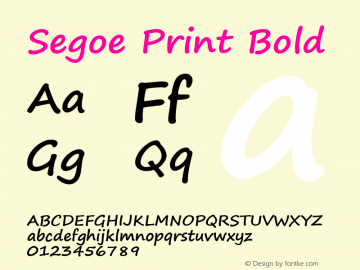 Segoe Print Bold Version 0.85 Font Sample