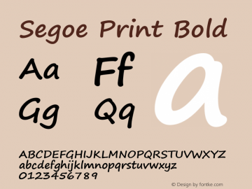 Segoe Print Bold Version 5.02 Font Sample