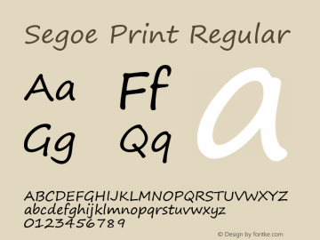 Segoe Print Regular Version 5.02 Font Sample