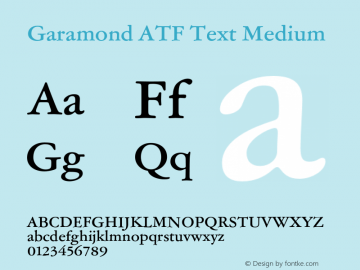 Garamond ATF Text Medium Version 1.007;PS 1.006;hotconv 1.0.81;makeotf.lib2.5.63406图片样张