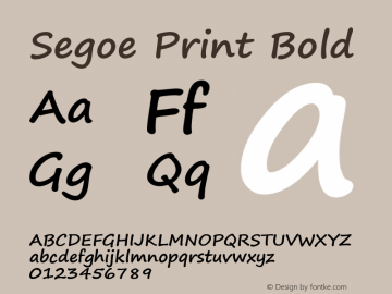 Segoe Print Bold Version 5.02图片样张