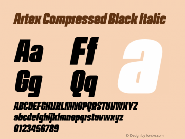 ArtexCompressed-BlackItalic Version 1.005图片样张