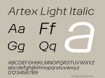 Artex-LightItalic Version 1.005图片样张