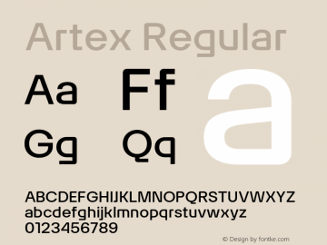Artex-Regular Version 1.005图片样张