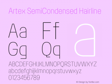 ArtexSemiCondensed-Hairline Version 1.005图片样张