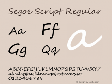 Segoe Script Regular Version 5.00图片样张
