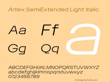 ArtexSemiExtended-LightItalic Version 1.005图片样张