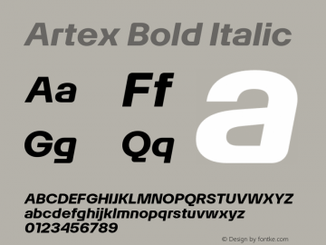 Artex Bold Italic Version 1.005图片样张