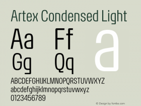 Artex Condensed Light Version 1.005图片样张