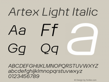 Artex Light Italic Version 1.005图片样张