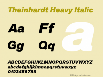 Theinhardt-HeavyItalic Version 4.003; build 0007图片样张