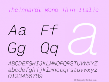 TheinhardtMono-ThinItalic Version 1.002; build 0002图片样张