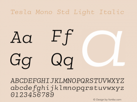 Tesla Mono Std Light Italic Version 5.0; 2015图片样张