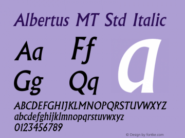 AlbertusMTStd-Italic Version 2.020;PS 002.000;hotconv 1.0.50;makeotf.lib2.0.16970图片样张
