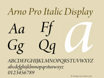 ArnoPro-ItalicDisplay Version 1.011;PS 1.000;hotconv 1.0.50;makeotf.lib2.0.16025图片样张
