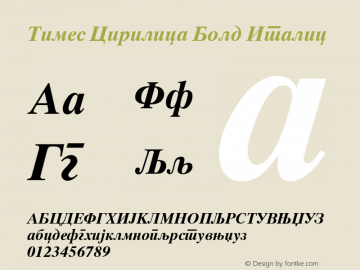 Times Cirilica Bold Italic 1.0 Tue Jun 01 10:45:50 1993 Font Sample