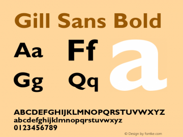 Gill Sans Bold Version 1.3 (Hewlett-Packard) Font Sample