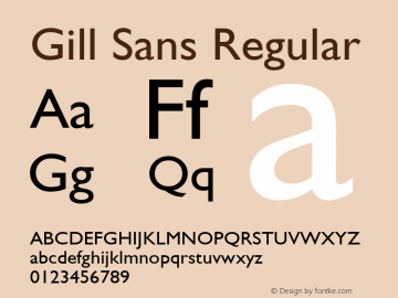 Gill Sans Regular Version 1.3 (Hewlett-Packard) Font Sample