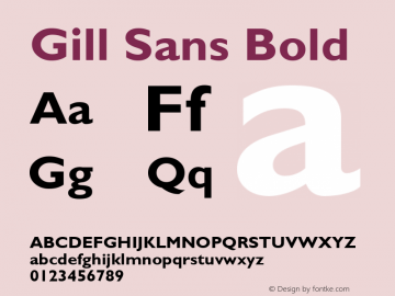 Gill Sans Bold Version 1.3 (Hewlett-Packard) Font Sample