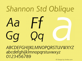 ShannonStd-Oblique Version 2.020;PS 002.000;hotconv 1.0.50;makeotf.lib2.0.16970图片样张