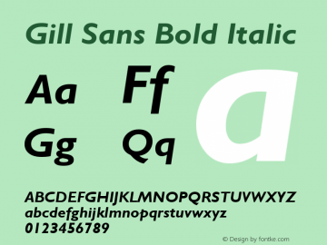 Gill Sans Bold Italic Version 2.0 - September 28, 1995图片样张