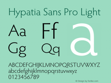 Hypatia Sans Pro Light Version 2.226;PS 2.001;hotconv 1.0.96;makeotf.lib2.5.65012图片样张