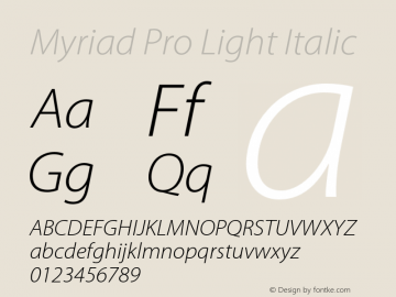 MyriadPro-LightIt Version 2.037;PS 2.000;hotconv 1.0.51;makeotf.lib2.0.18671图片样张