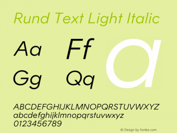 Rund Text Light Italic Version 1.004图片样张