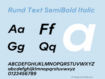 Rund Text SemiBold Italic Version 1.004图片样张